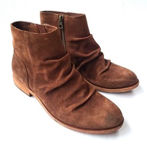 KORK EASE Giba brown ruched suede ankle booties